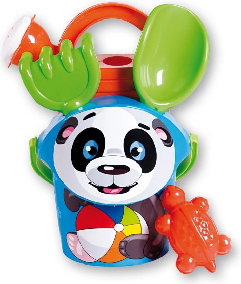ANDRONI panda motívumos homokozó készlet locsolókannával, kicsi, 6 részes