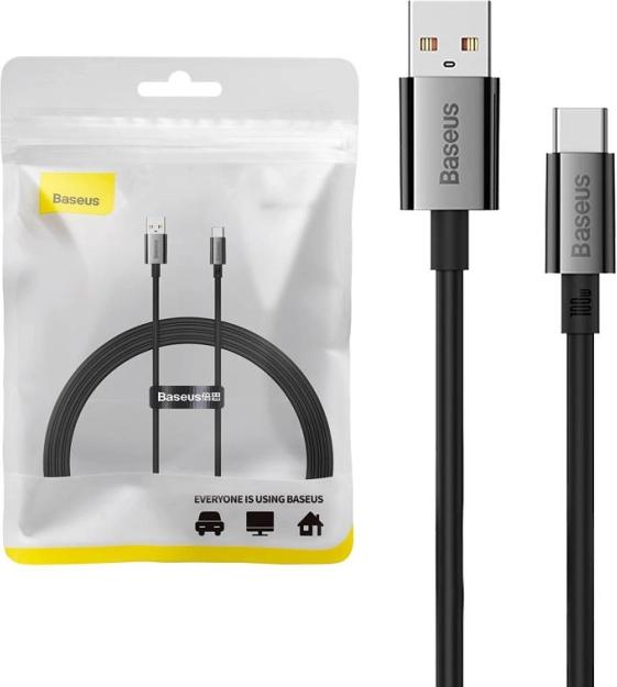 BASEUS Superior USB‑C töltő- és adatkábel kijelzővel, 100 W, 1,5 m, fekete
