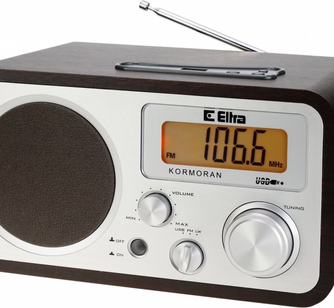 Kormoran FM/LW rádió USB-vel, barna fa
