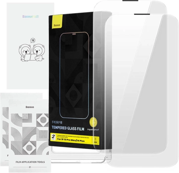 BASEUS Corning edzett üveg por szűrővel iPhone 13 Pro Max / 14 Plus készülékhez