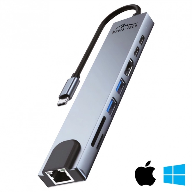 8 az 1-ben dokkoló állomás gigabites LAN-nal és USB‑C PD-vel