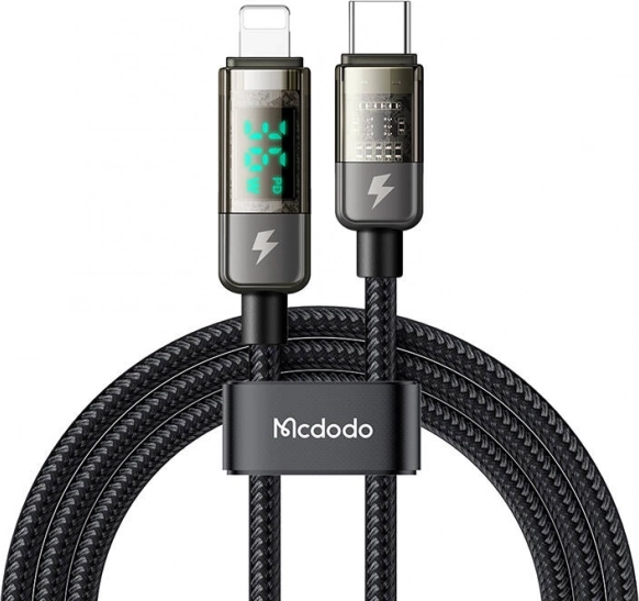 Mcdodo USB‑C – Lightning kábel automatikus kikapcsolással, 36 W, 1,2 m, fekete