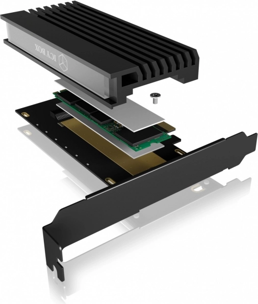 PCIe adapter M.2 M‑Key NVMe SSD-hez hűtőbordával ICY BOX