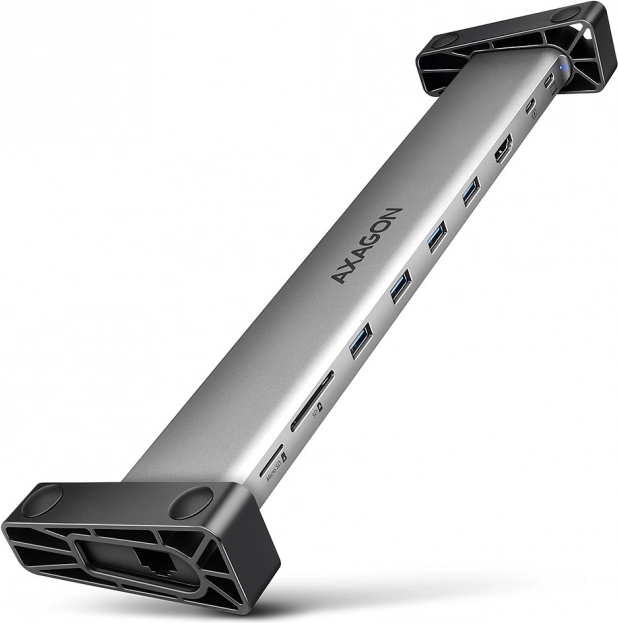 Axagon HMC-10HLS USB-C hub 9 az 1-ben HDMI 4K/60 Hz, GLAN, kártyaolvasó és PD 100 W