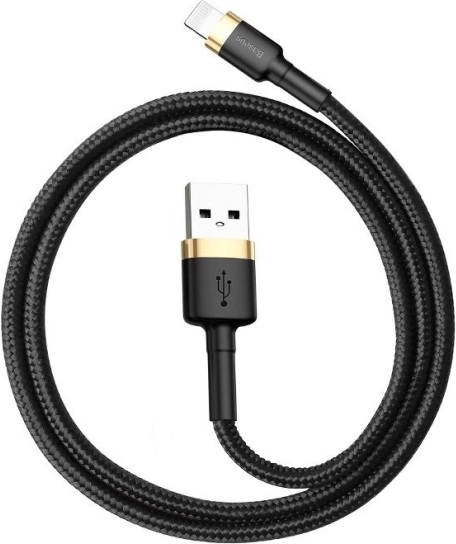 Baseus Cafule USB–Lightning kábel 1 m, 2.4 A, fekete–arany fonott
