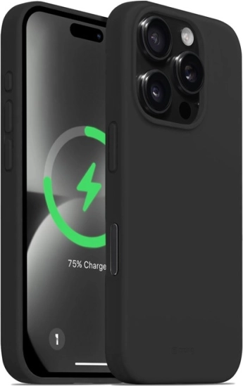 Mágneses szilikon Color Cover tok iPhone 16 Pro Max készülékhez MagSafe funkcióval – fekete