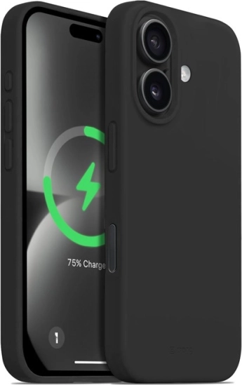 Szilikon mágneses tok iPhone 16-hoz MagSafe-fel – fekete