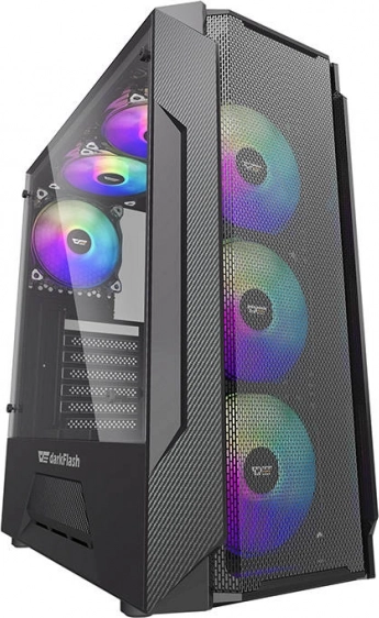 Számítógép ház Darkflash LEO fekete üvegpanellel és RGB világítással