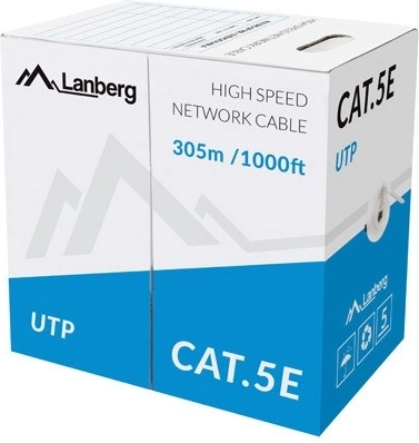 UTP hálózati kábel Cat.5e CU 305 m, szürke, tömör ér