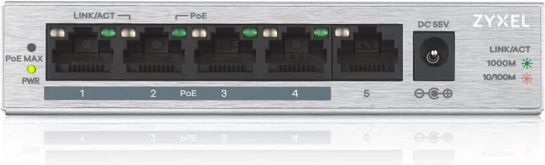 Zyxel GS1005HP kapcsoló, 5 portos gigabites PoE+ asztali, 60 W