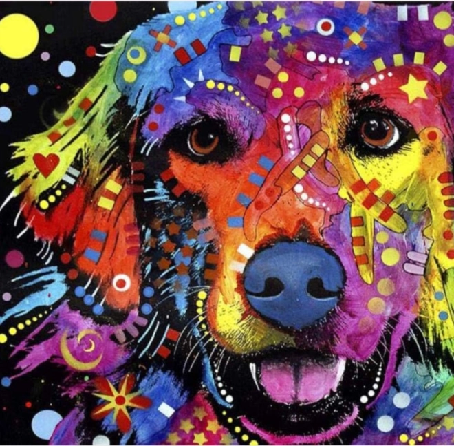 Gyémántszámfestés Absztrakt kutya 30 × 40 cm