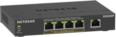 Netgear GS305P nem menedzselhető 5 portos gigabites PoE+ switch (63 W) SOHO-hoz