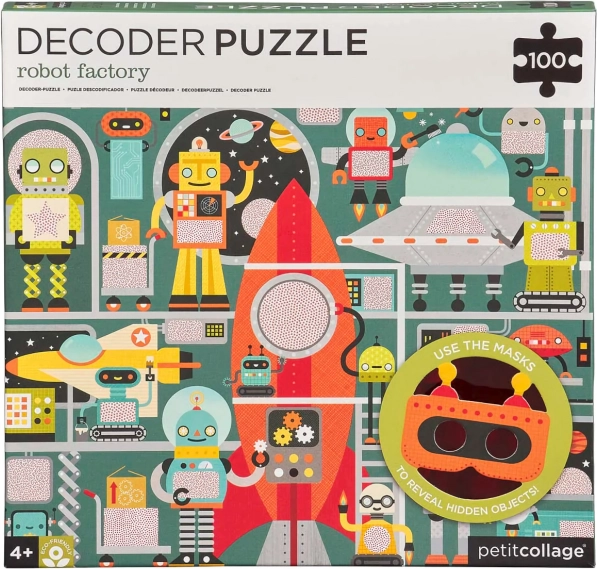 Petit Collage robotpuzzle dekódoló maszkkal, 100 darab
