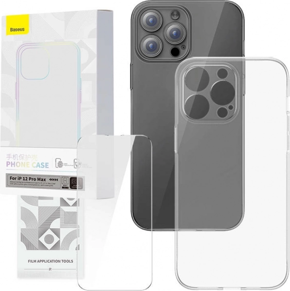 Átlátszó tok és edzett üveg BASEUS CORNING iPhone 12 Pro Maxhoz