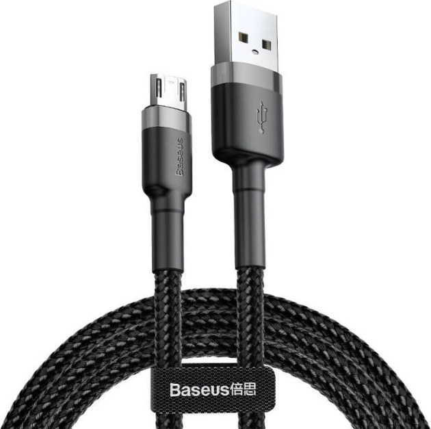 Baseus Cafule micro USB kábel 2 m, szürke–fekete, szövetfonott