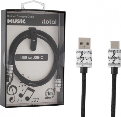 USB‑C töltőkábel zenei motívummal