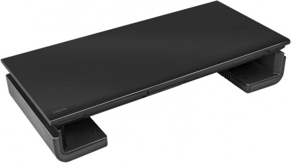 Ergonomikus monitor alatti állvány állítható szélességgel és fiókkal