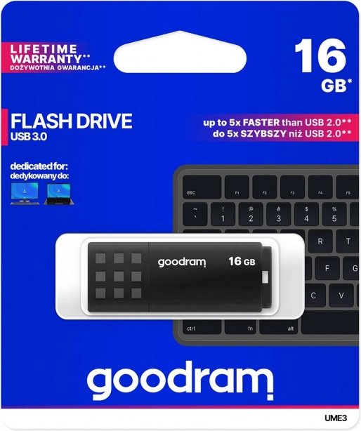 USB flash meghajtó 16 GB GOODRAM UME3 (USB 3.0) fekete