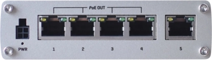 Ipari, nem menedzselhető gigabites TELTONIKA switch PoE+ támogatással, 5 port (4× PoE+)