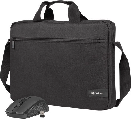15,6″-os laptop táska NATEC Wallaroo 2 vezeték nélküli egérrel, fekete