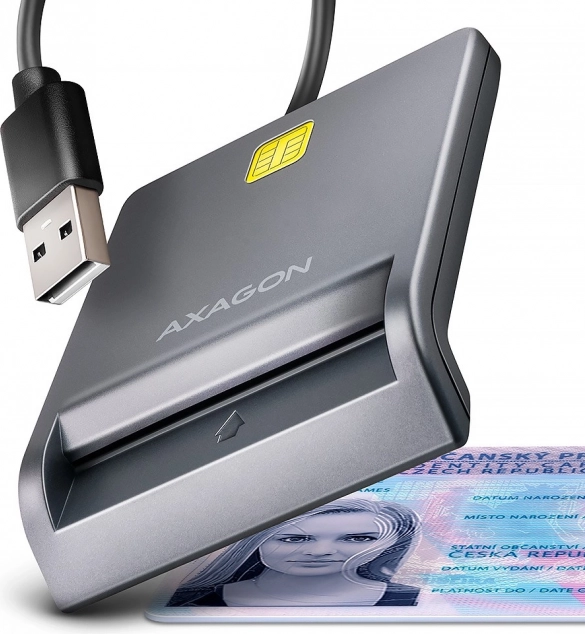 AXAGON chipes és azonosító kártyaolvasó USB-vel, 1,3 m kábellel