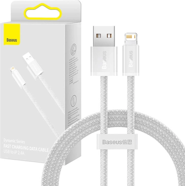 Baseus Dynamic USB–Lightning kábel 1 m, gyorstöltés 2,4 A, fehér