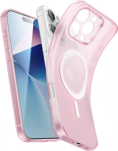 Átlátszó ESR Zero Clear HaloLock tok iPhone 16 Pro-hoz, rózsaszín