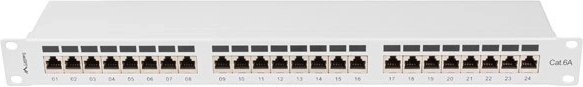 Patch panel 24 port 6A Kategóriájú 1U szürke
