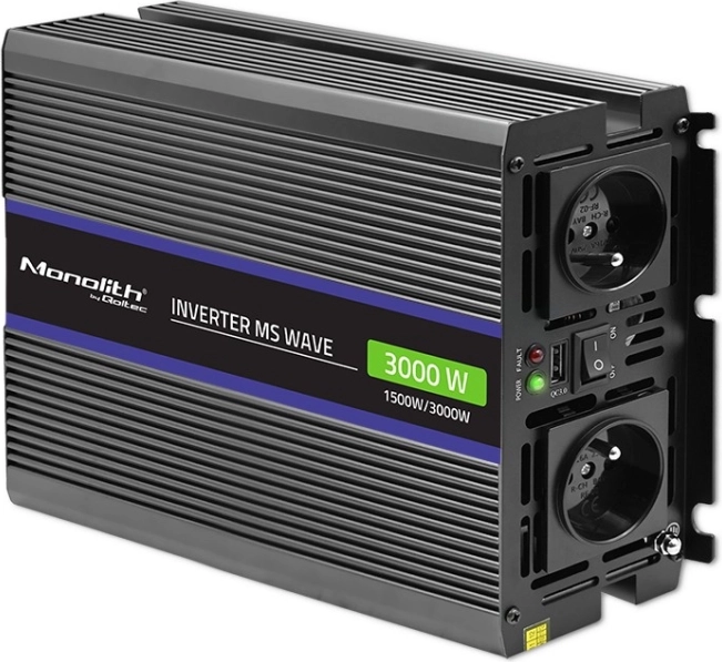MONOLITH MS Wave feszültségátalakító 12 V-ról 230 V-ra, 1500/3000 W, USB