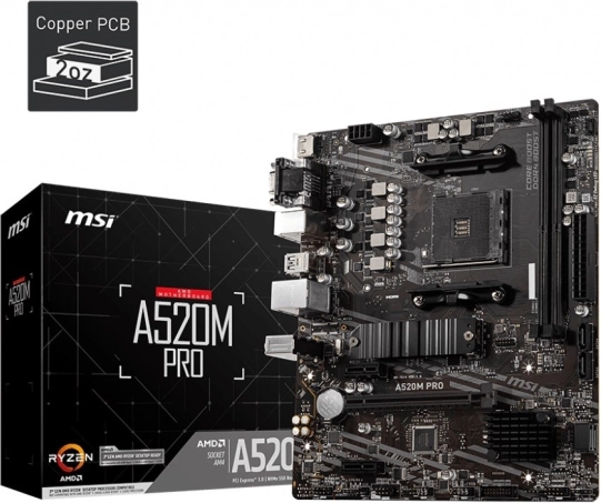 MSI A520M PRO mATX alaplap AMD-hez