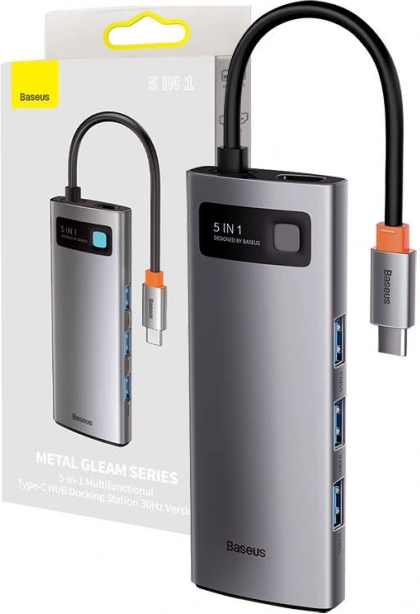 Baseus 5 az 1-ben USB‑C hub HDMI‑vel, 3× USB 3.0 és USB‑C PD 100 W