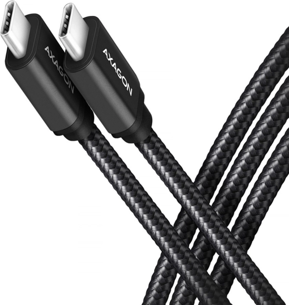 USB‑C – USB‑C kábel 3.2 Gen 1, 1 m, PD 60 W (3 A), alumínium, fonott, fekete – AXAGON