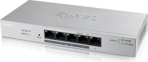 Okos kapcsoló ZyXEL GS1200-5HPV2 5x Gigabit 4x PoE 60W