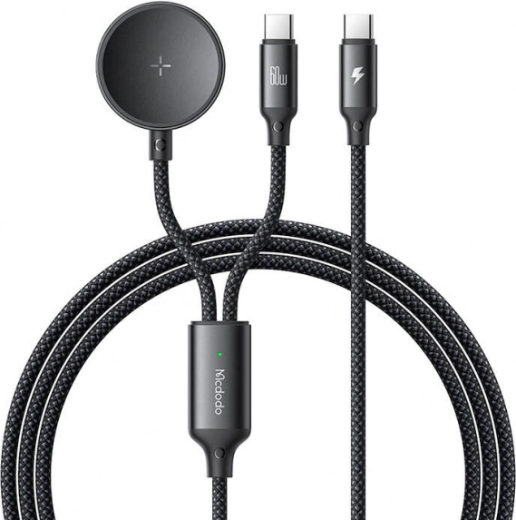 Mcdodo 2 az 1-ben USB-C kábel és töltő Samsung Watch-hoz, 60W, 1,2m