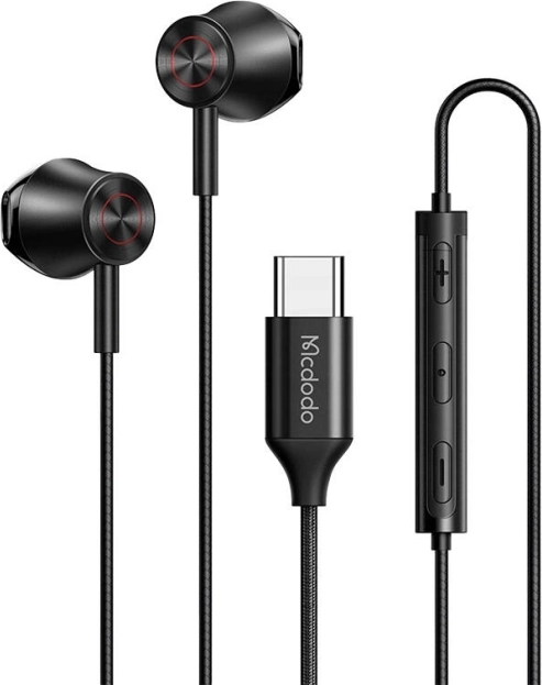 vezetékes USB‑C fülhallgató kábeles vezérléssel (fekete)