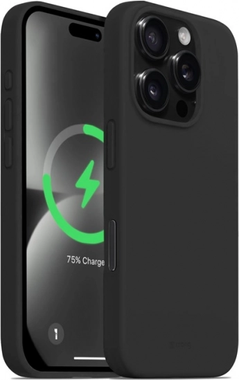 Mágneses szilikon Color Cover tok iPhone 16 Pro-hoz, fekete