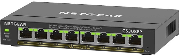 Hálózati kapcsoló NETGEAR GS308EP 8-portos PoE+