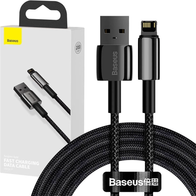 Baseus Tungsten Gold USB–Lightning kábel 2,4 A 2 m – fekete