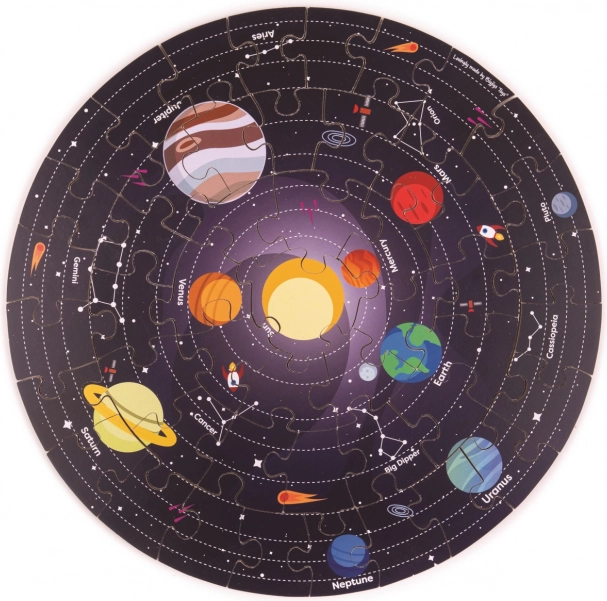 Kerek padlópuzzle Naprendszer 50 darabból