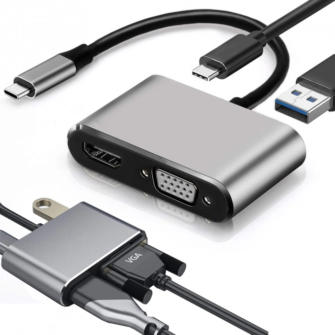 USB-C HDMI 4K VGA Hub Adapter Power Deliveryvel
