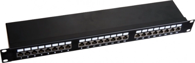 STP patch panel, Kat. 6, 19", 1U, 24× RJ45, LSA