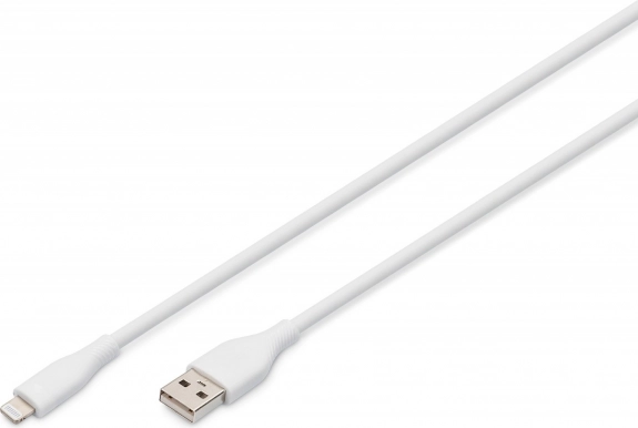 Fehér szilikon USB-A Lightning kábel 2m, MFI, 12W