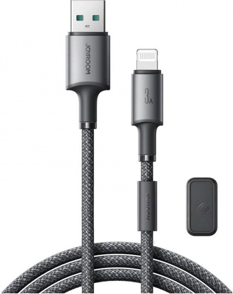 Joyroom mágneses USB–Lightning kábel 1,2 m, 3A, szürke
