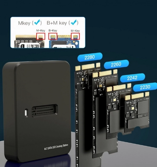 M.2 SATA és NVME SSD dokkoló állomás USB-C