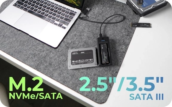 SSD és HDD dokkolóállomás USB 3.2 Gen 2-vel