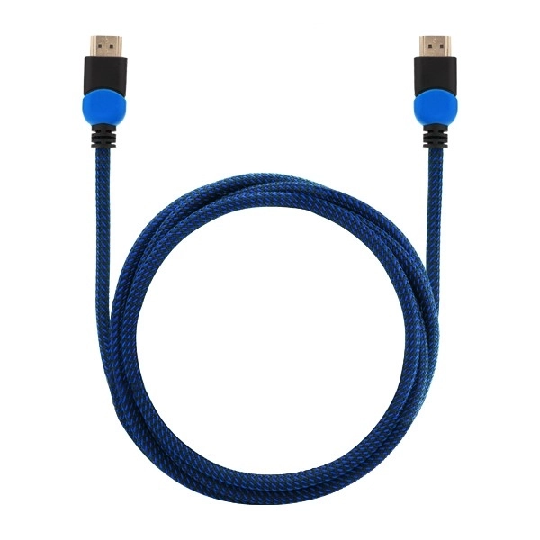 Nylon fonású kék-fekete HDMI 2.0 kábel 1,8m hosszú