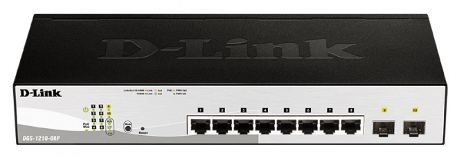 Gigabites intelligens D-Link DGS-1210 PoE kapcsoló 8 porttal és 2 SFP-vel