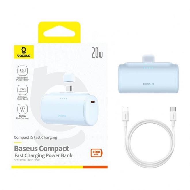 Baseus kompakt USB-C powerbank 5000 mAh, 20W kék