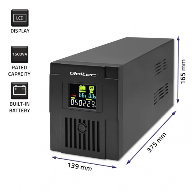 Szünetmentes tápegység UPS Monolith 1500VA 900W LCD USB