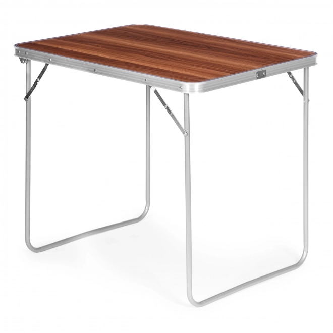 Hordozható kempingasztal összecsukható piknikasztal 80x60 cm barna